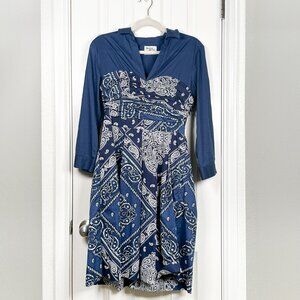 Anthropologie Holding Horses Sz S Blue Bandana Dress Western Cowgirl Rockabilly